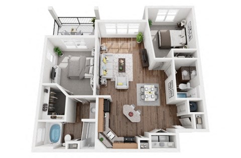 2 Bed 2 Bath 1150 sf Telfair Floor Plan at Two Addison Place, Pooler, 31322